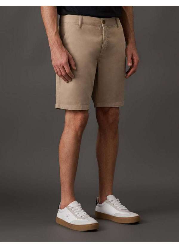 Calvin Klein Jeans - Bermuda Masculina Color Chino Calvin Klein - Caqui Claro Bege