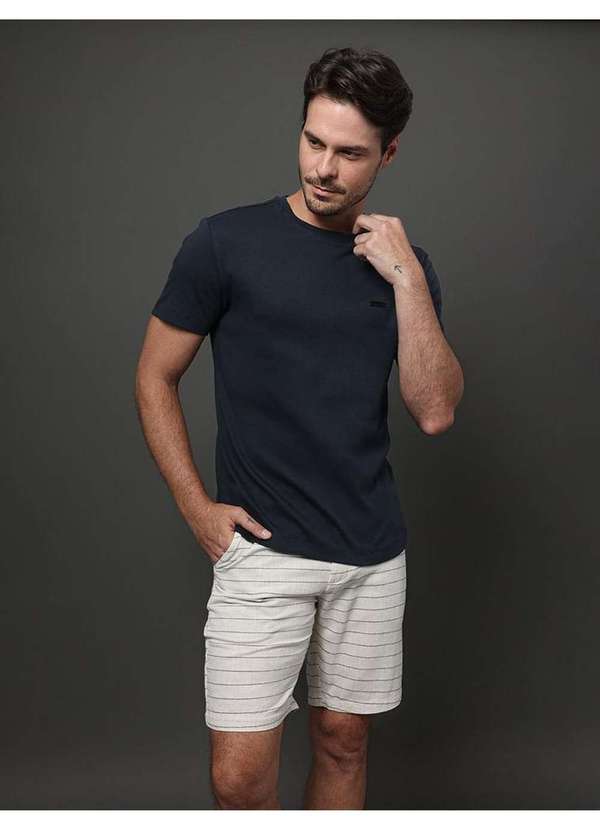 Calvin Klein Jeans - Bermuda Masculina Cotton Stripes Calvin Klein - Off White Branco