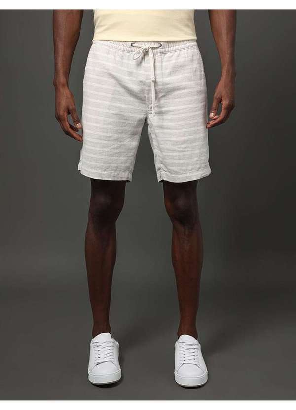 Calvin Klein Jeans - Bermuda Masculina Linen Listras Calvin Klein Jeans - Mescla Cinza