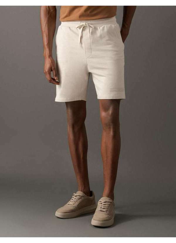 Calvin Klein Jeans - Bermuda Masculina Moletom Box Calvin Klein Jeans - Areia Bege