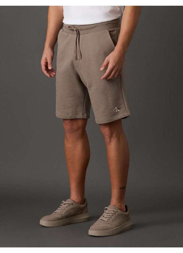 Calvin Klein Jeans - Bermuda Masculina Moletom Calvin Klein Jeans - Caqui Medio Bege 1