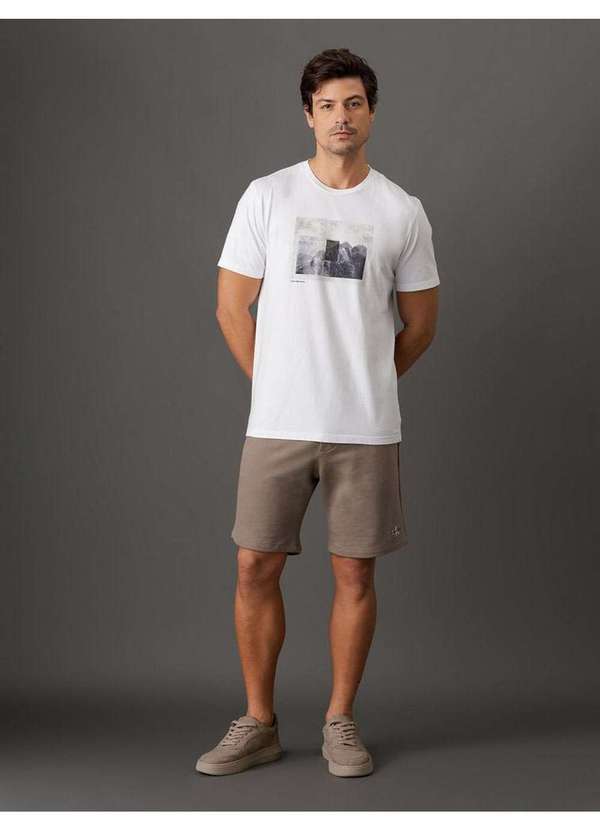 Calvin Klein Jeans - Bermuda Masculina Moletom Calvin Klein Jeans - Caqui Medio Bege 3