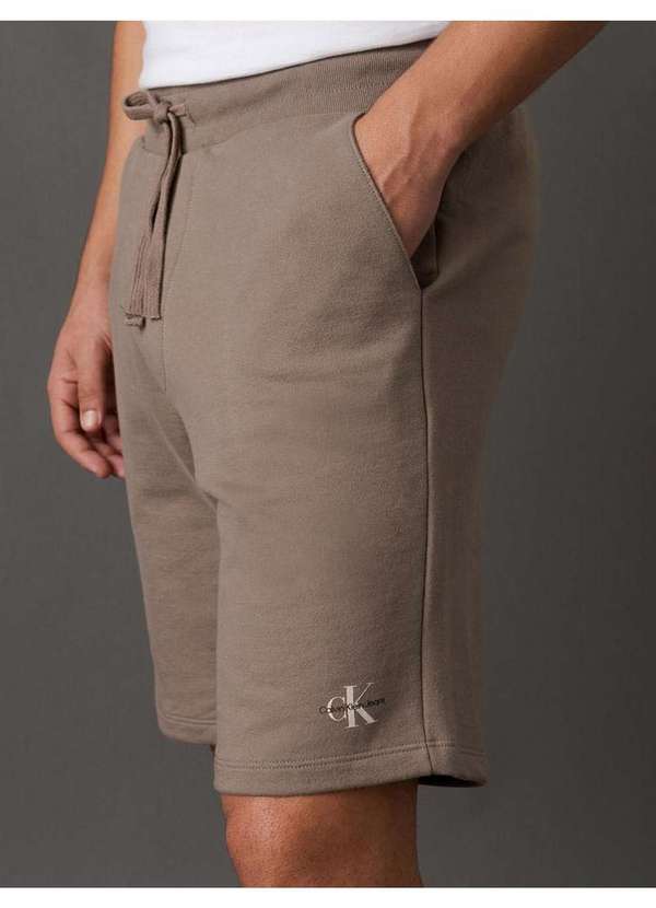 Calvin Klein Jeans - Bermuda Masculina Moletom Calvin Klein Jeans - Caqui Medio Bege 4