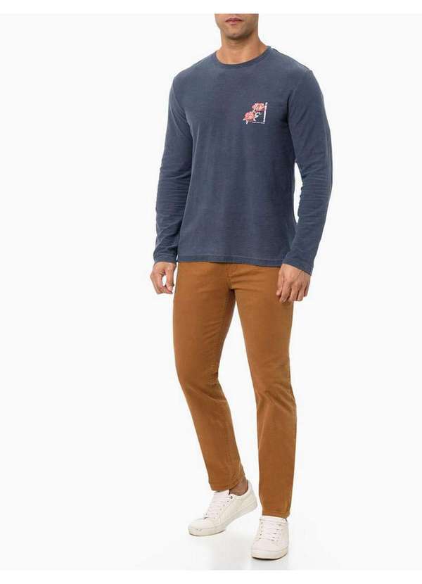 Calvin Klein Jeans - Calça de Sarja Chino Masculina Skinny com Stretch Cintura Baixa C Bege
