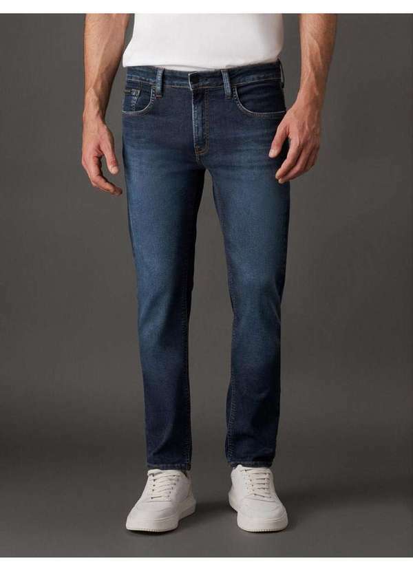 Calvin Klein Jeans - Calça Jeans Masculina Amaciada Skinny Cintura Baixa Calvin Klein Azul