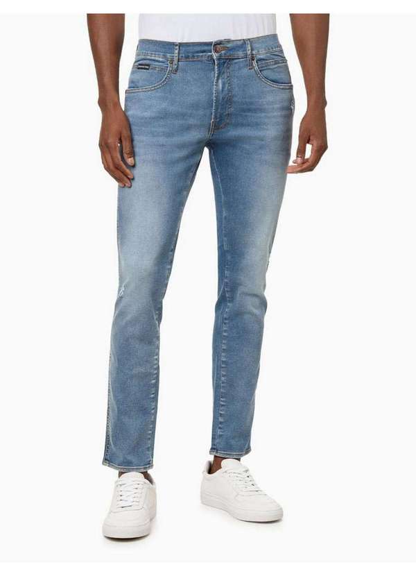 Calvin Klein Jeans - Calça Jeans Masculina Sculpted 6 Pockets Puído - Azul Claro Azul 3