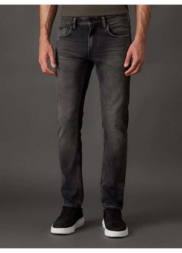 Calvin Klein Jeans - Calça Jeans Masculina Skinny Filigrana Embossed Calvin Klein Jean Preto