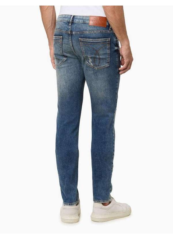 Calvin Klein Jeans - Calça Jeans Masculina Skinny Viés Bolso - Azul Médio Azul 2