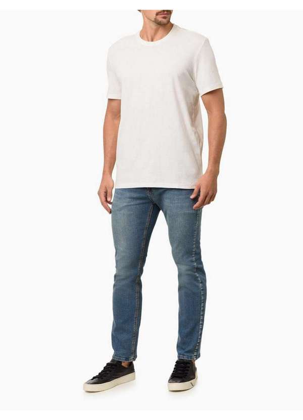 Calvin Klein Jeans - Calça Jeans Masculina Slim Filigrana Triplo - Azul Médio Azul