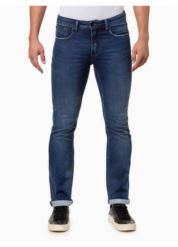 Calvin Klein Jeans - Calça Jeans Masculina Slim Moletom Premium - Marinho Azul