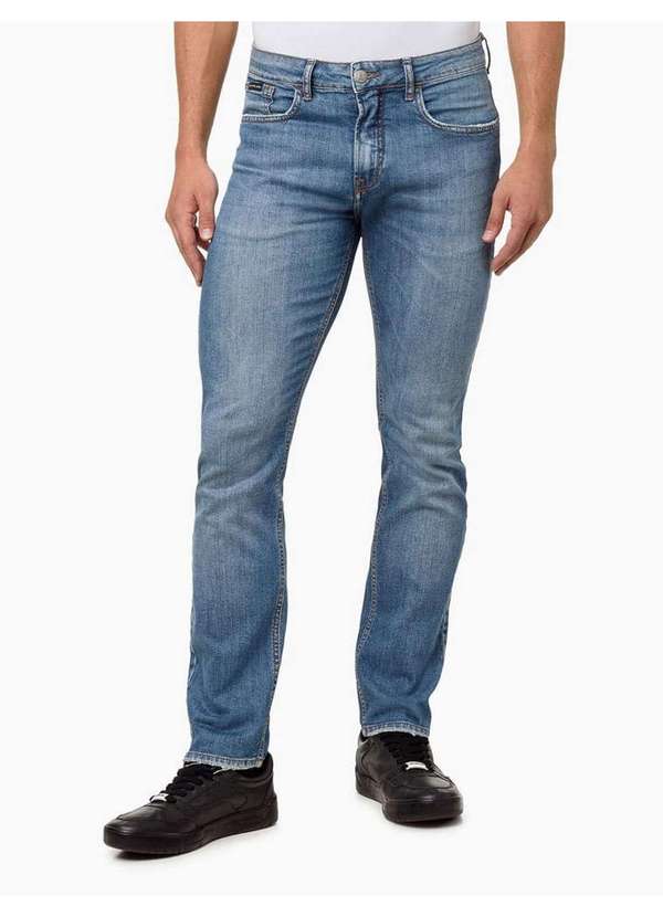 Calvin Klein Jeans - Calça Jeans Masculina Straight 5 Pockets - Azul Médio Azul 2