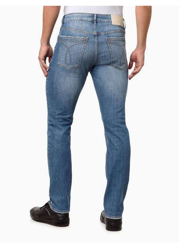Calvin Klein Jeans - Calça Jeans Masculina Straight 5 Pockets - Azul Médio Azul 4