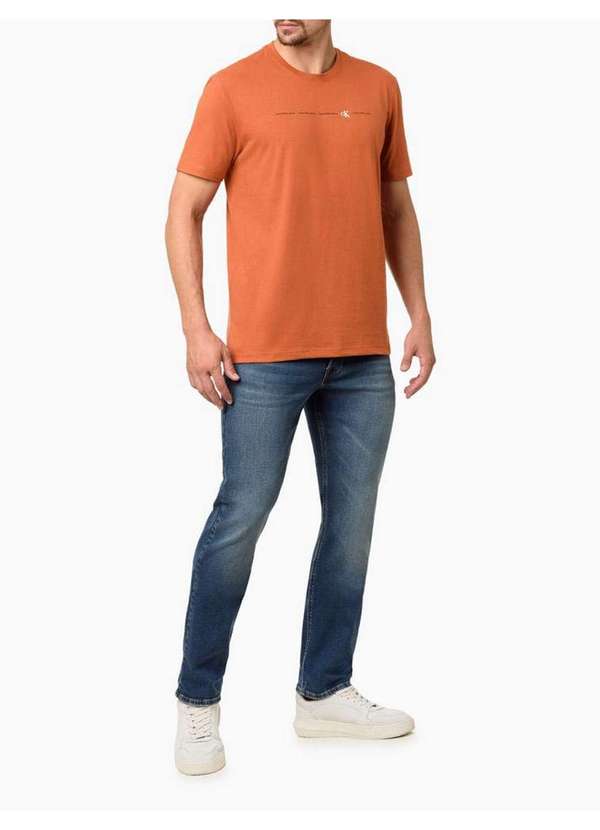 Calvin Klein Jeans - Calça Jeans Masculina Straight Filigrana Embossed - Marinho Azul 3