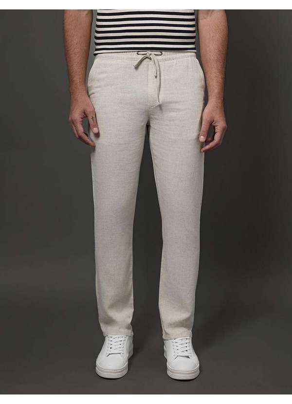Calvin Klein Jeans - Calça Masculina Elástico Linen Calvin Klein - Off White Branco 5