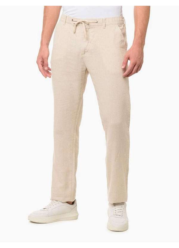 Calvin Klein Jeans - Calça Masculina Linen Calvin Klein Jeans - Off White Branco 2