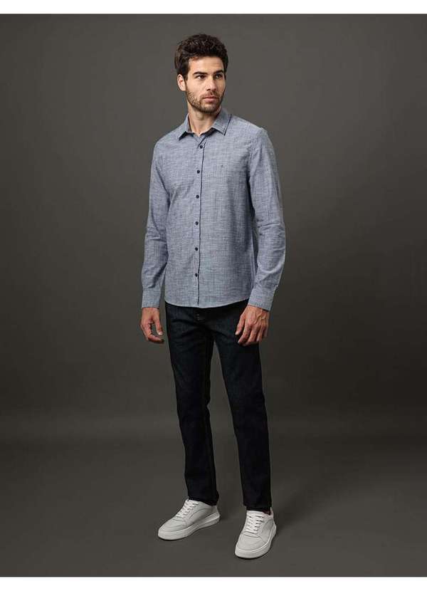 Calvin Klein Jeans - Camisa Masculina Algodão Flamê Calvin Klein Jeans - Marinho Azul 3