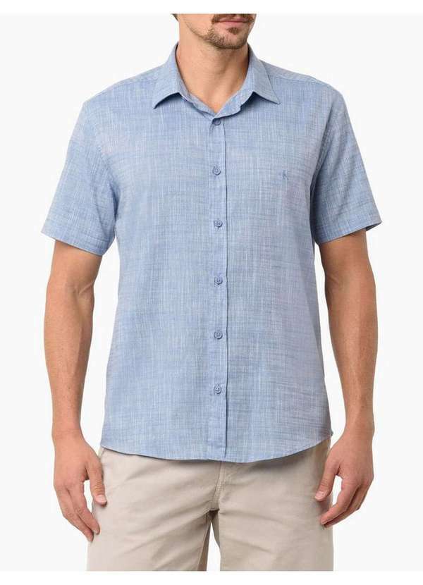 Calvin Klein Jeans - Camisa Masculina Algodão Flamê Calvin Klein Jeans - Indigo Azul