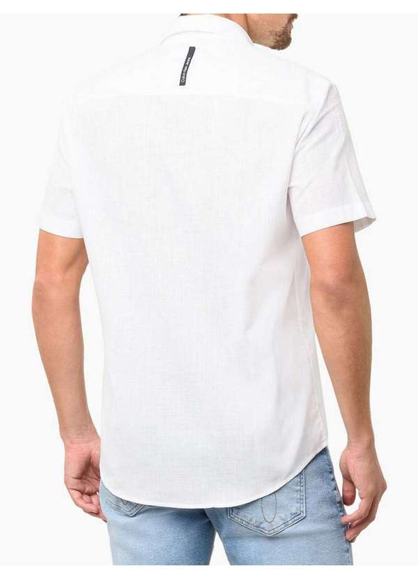 Calvin Klein Jeans - Camisa Masculina Algodão Flamê Calvin Klein Jeans - Branco Branco
