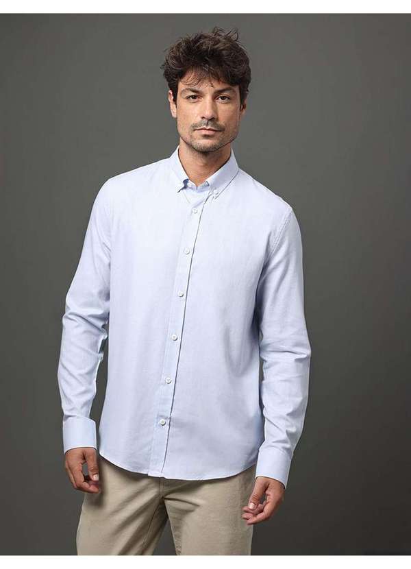 Calvin Klein Jeans - Camisa Masculina Button Down Calvin Klein Jeans - Azul Claro Azul