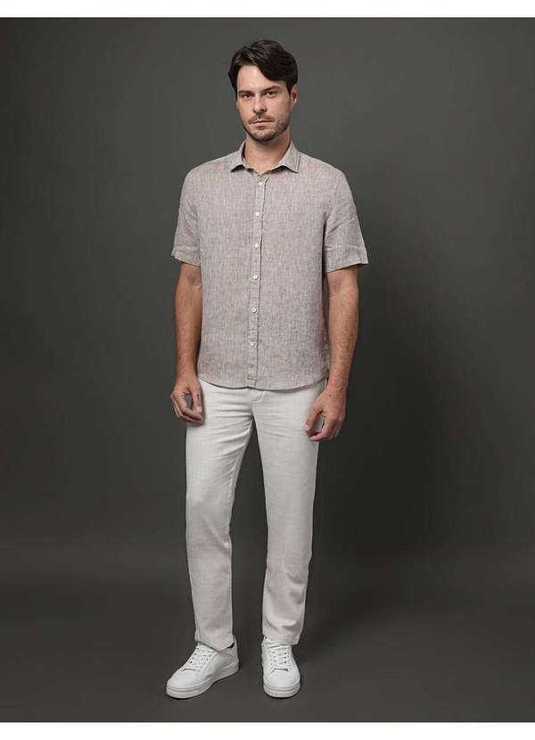 Calvin Klein Jeans - Camisa Masculina Cannes Linen Calvin Klein - Marrom Marrom