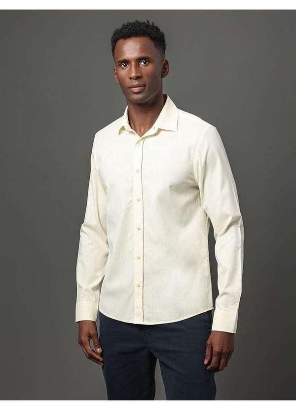 Calvin Klein Jeans - Camisa Masculina Cotton Linen Calvin Klein Jeans - Amarelo Mantei Amarelo
