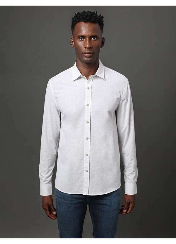 Calvin Klein Jeans - Camisa Masculina Cotton Linen Calvin Klein Jeans - Cinza Claro Cinza