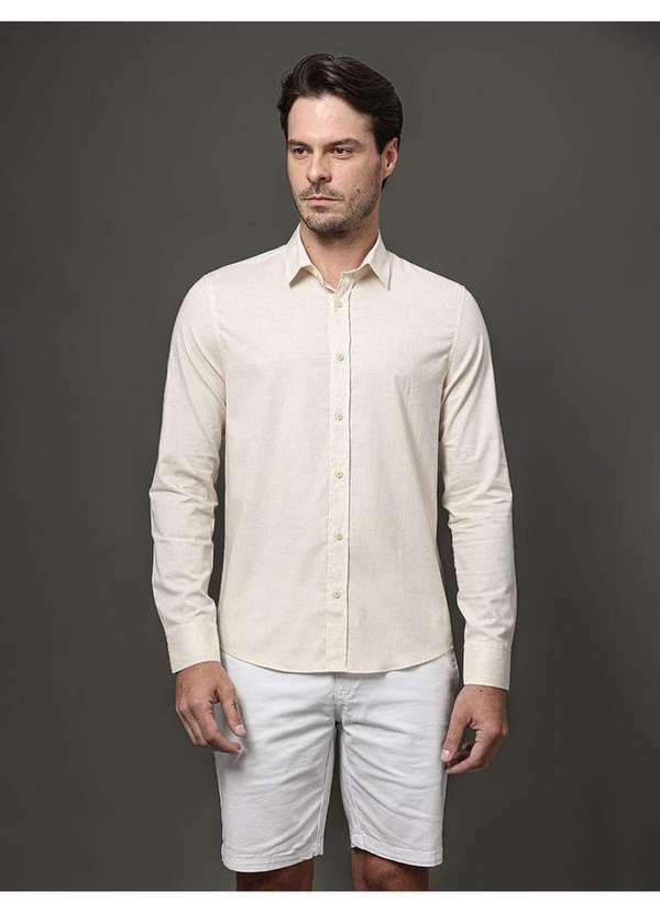 Calvin Klein Jeans - Camisa Masculina Cotton Linen Calvin Klein Jeans - Off White Branco