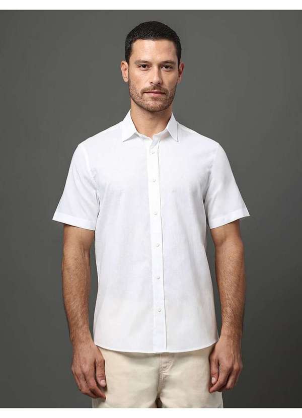 Calvin Klein Jeans - Camisa Masculina Linen Cotton Calvin Klein Jeans - Branco Branco