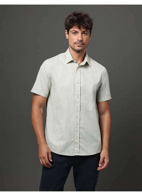 Calvin Klein Jeans - Camisa Masculina Linen Cotton Calvin Klein Jeans - Verde Verde