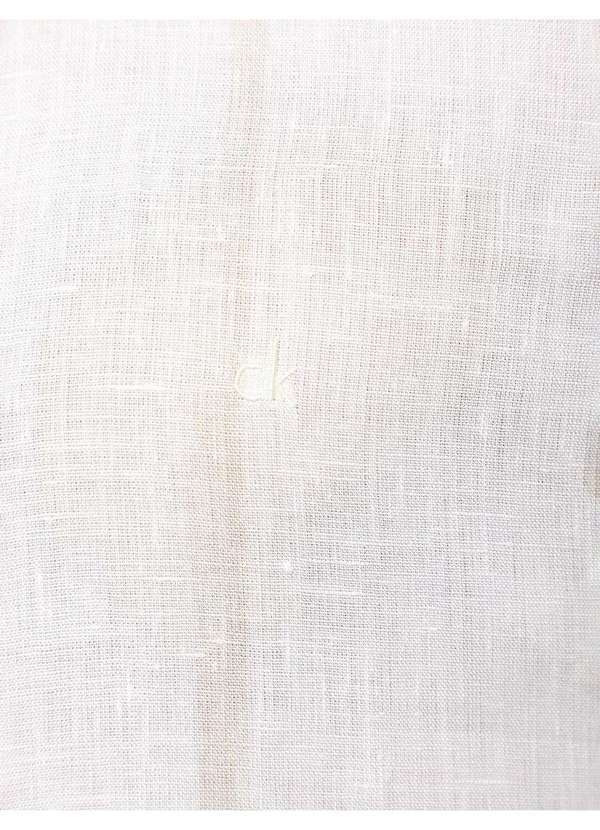 Calvin Klein Jeans - Camisa Masculina Linen Listras Calvin Klein - Branco Branco 4