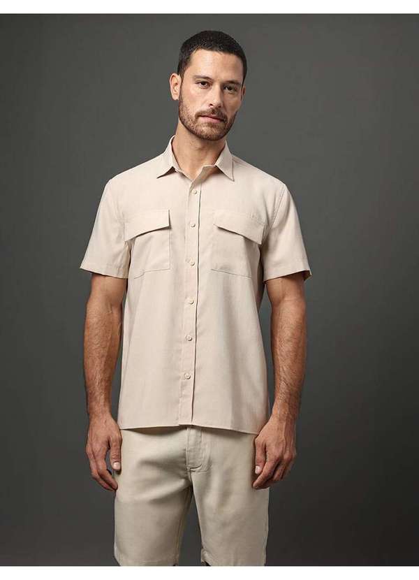 Calvin Klein Jeans - Camisa Masculina Liocel com Bolsos Calvin Klein Jeans - Caqui Cla Bege 3