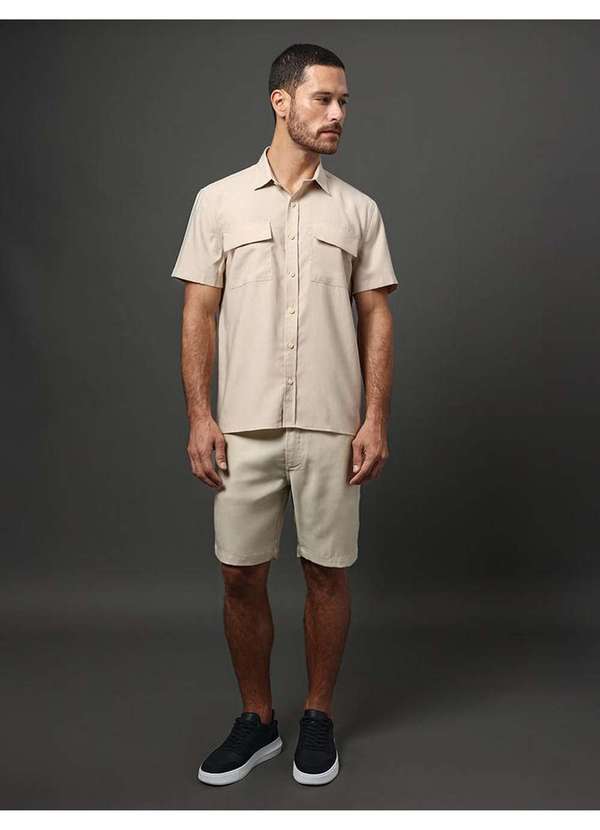 Calvin Klein Jeans - Camisa Masculina Liocel com Bolsos Calvin Klein Jeans - Caqui Cla Bege 5