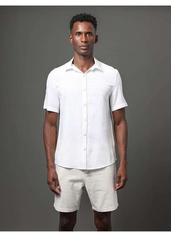 Calvin Klein Jeans - Camisa Masculina Listras Detalhes Calvin Klein Jeans - Branco Branco