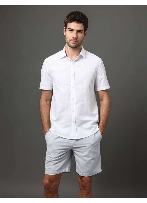 Calvin Klein Jeans - Camisa Masculina Listras Relevo Calvin Klein - Branco Branco 5