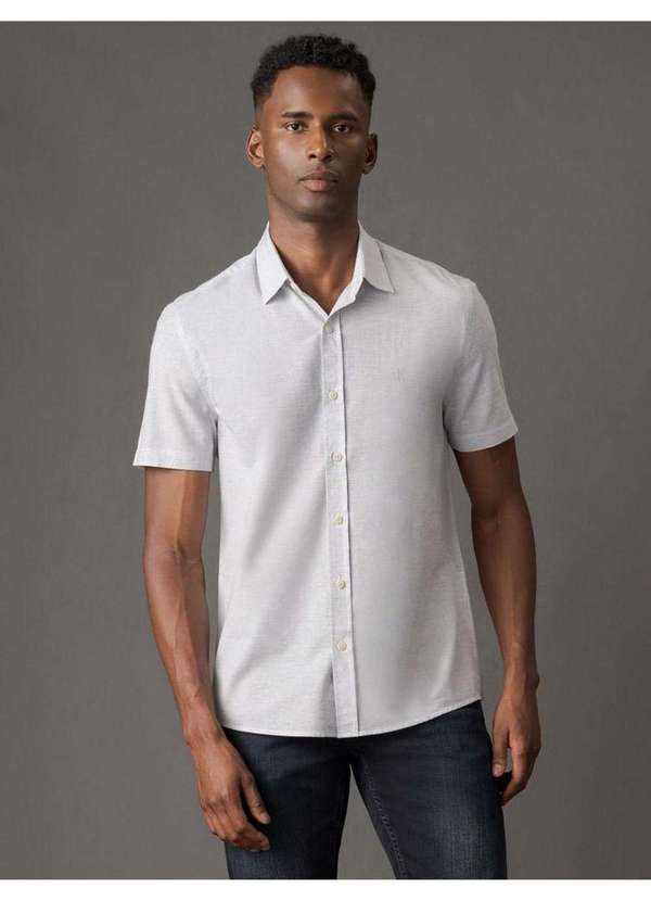 Calvin Klein Jeans - Camisa Masculina Manga Curta Calvin Klein Jeans - Mescla Cinza