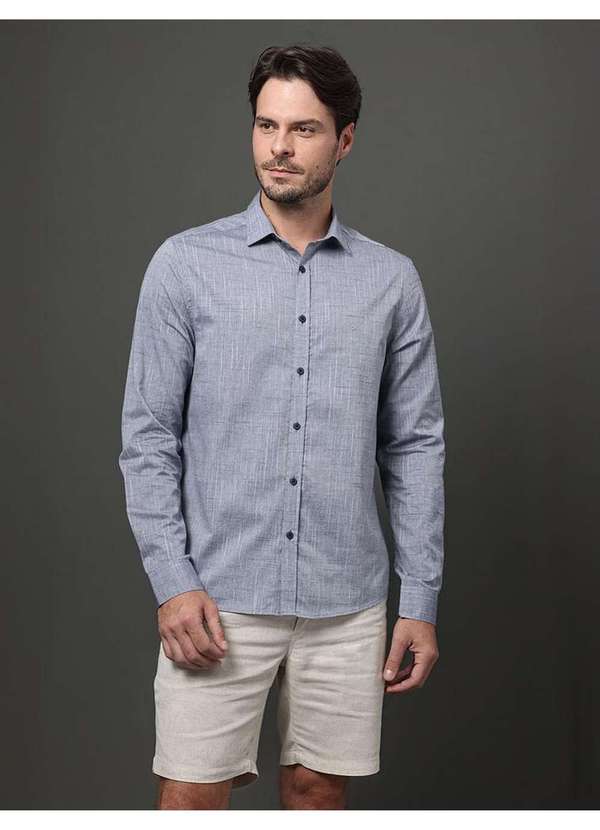 Calvin Klein Jeans - Camisa Masculina Regular Algodão Calvin Klein - Marinho Azul