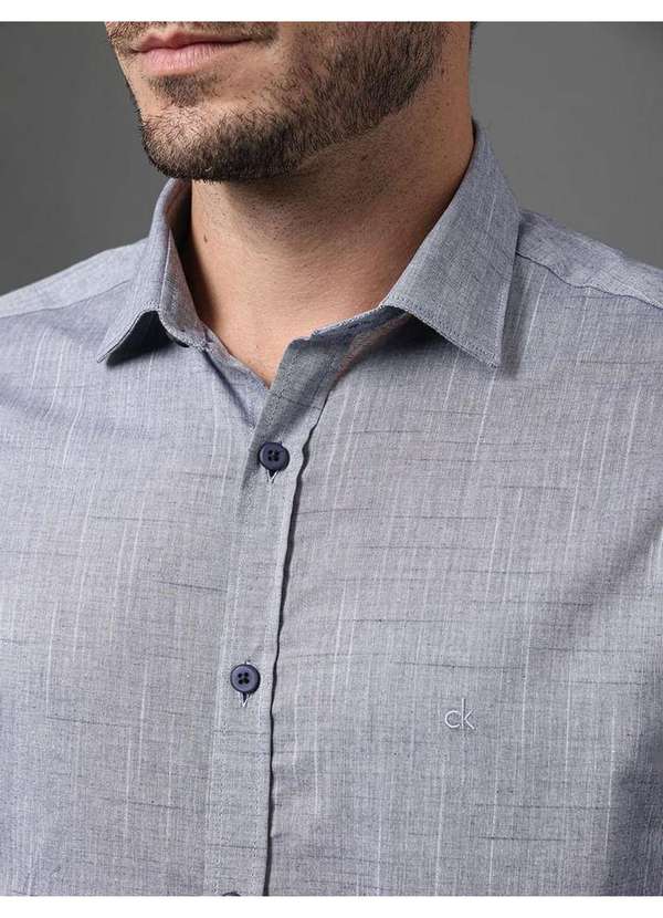 Calvin Klein Jeans - Camisa Masculina Regular Algodão Calvin Klein - Marinho Azul 4