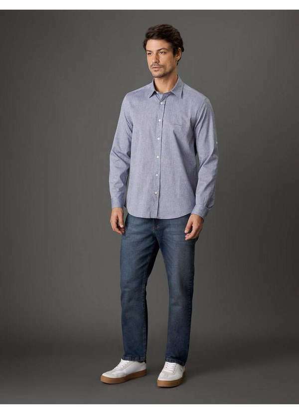 Calvin Klein Jeans - Camisa Masculina Regular Martingale Calvin Klein Jeans - Marinho Azul 1