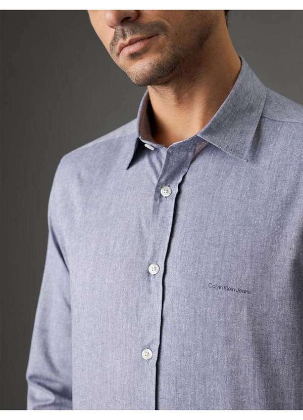 Calvin Klein Jeans - Camisa Masculina Regular Martingale Calvin Klein Jeans - Marinho Azul 5
