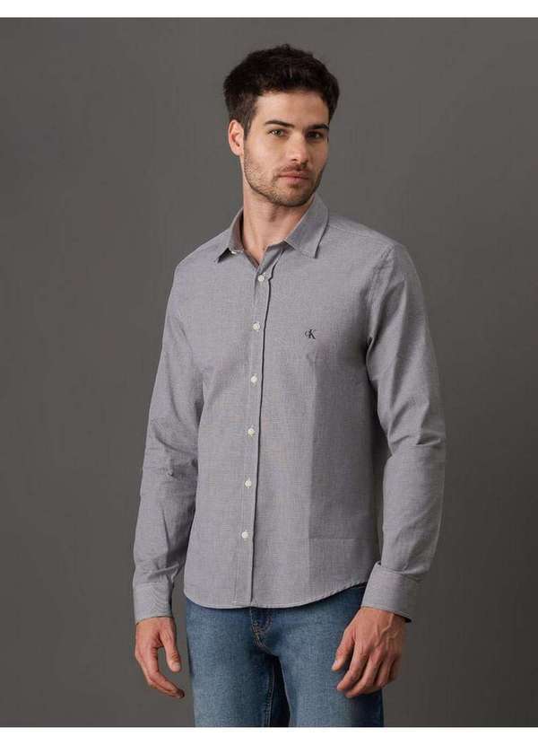 Calvin Klein Jeans - Camisa Masculina Regular Micro Vichy Calvin Klein Jeans - Preto Preto