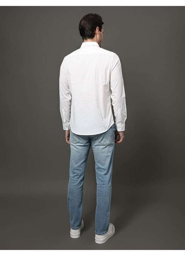 Calvin Klein Jeans - Camisa Masculina Slim Algodão Calvin Klein - Branco Branco 2