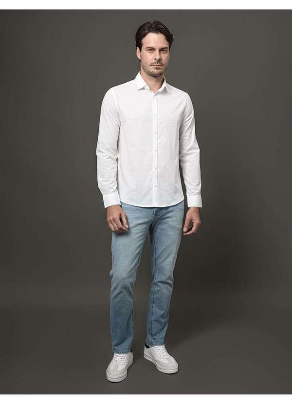 Calvin Klein Jeans - Camisa Masculina Slim Algodão Calvin Klein - Branco Branco 3