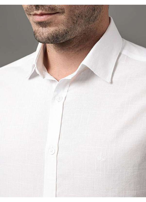Calvin Klein Jeans - Camisa Masculina Slim Algodão Calvin Klein - Branco Branco 4