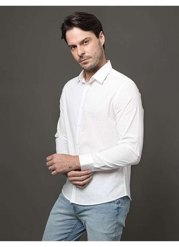 Calvin Klein Jeans - Camisa Masculina Slim Algodão Calvin Klein - Branco Branco 5
