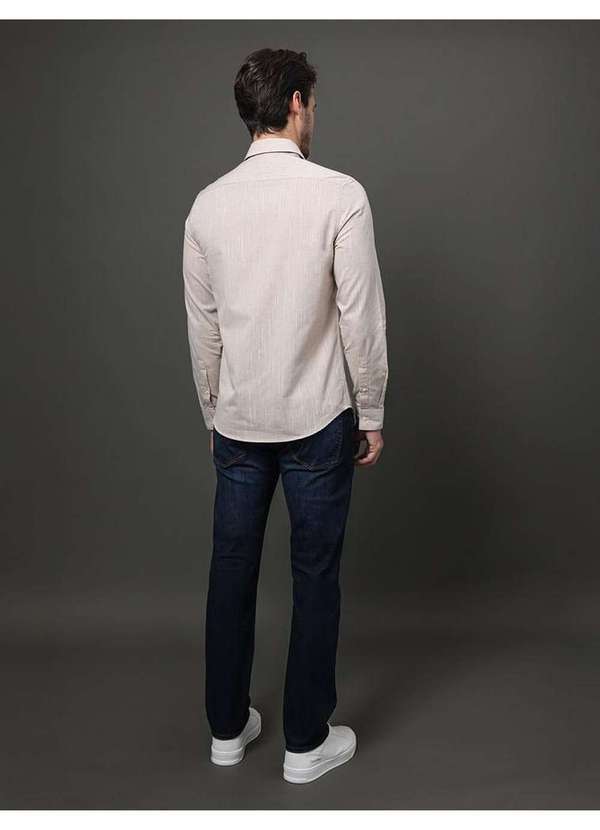 Calvin Klein Jeans - Camisa Masculina Slim Algodão Calvin Klein - Off White Branco 4