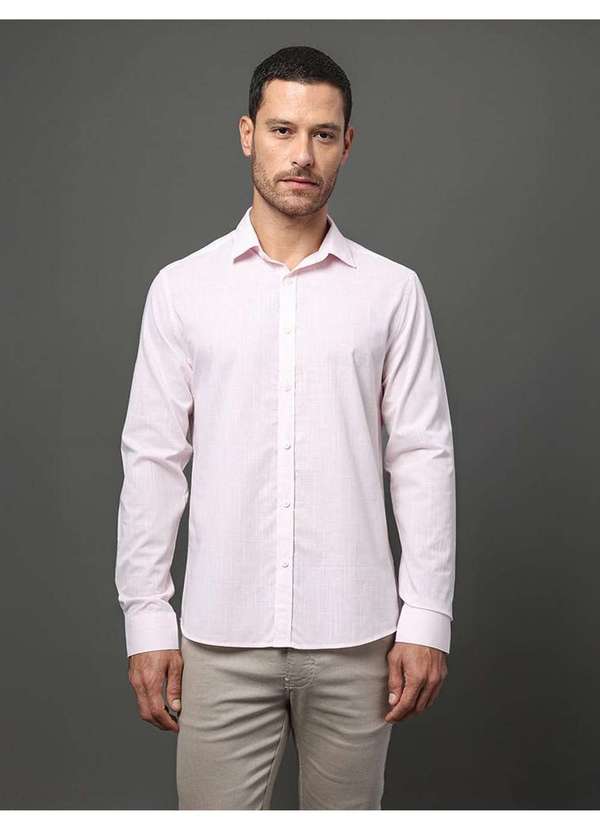 Calvin Klein Jeans - Camisa Masculina Slim Algodão Calvin Klein - Rosa Claro Rosa 1