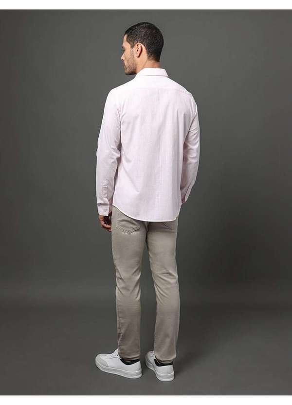 Calvin Klein Jeans - Camisa Masculina Slim Algodão Calvin Klein - Rosa Claro Rosa 2