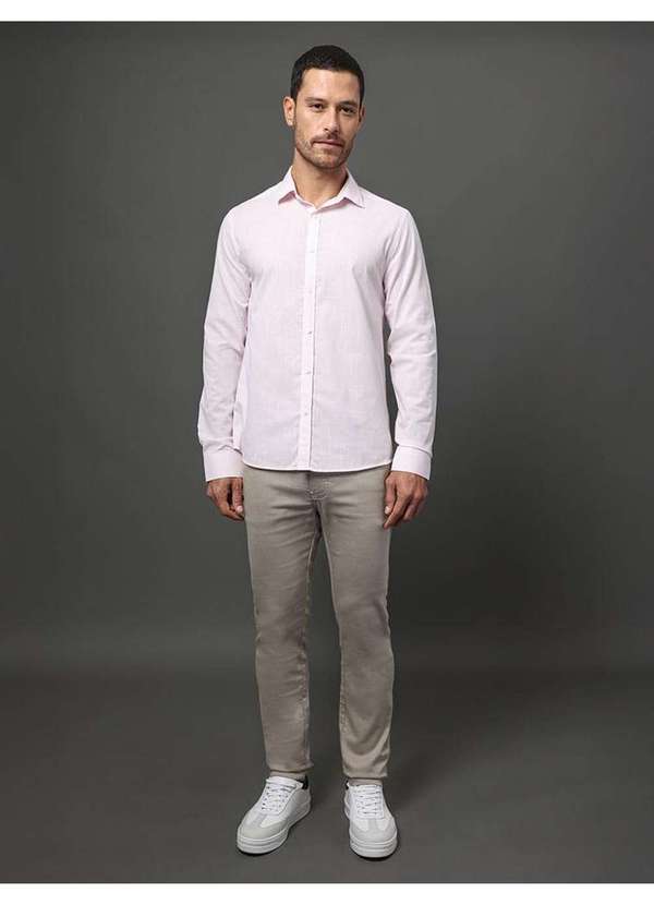 Calvin Klein Jeans - Camisa Masculina Slim Algodão Calvin Klein - Rosa Claro Rosa 3