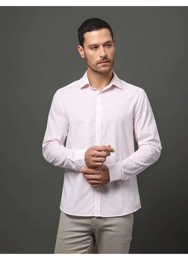 Calvin Klein Jeans - Camisa Masculina Slim Algodão Calvin Klein - Rosa Claro Rosa 5