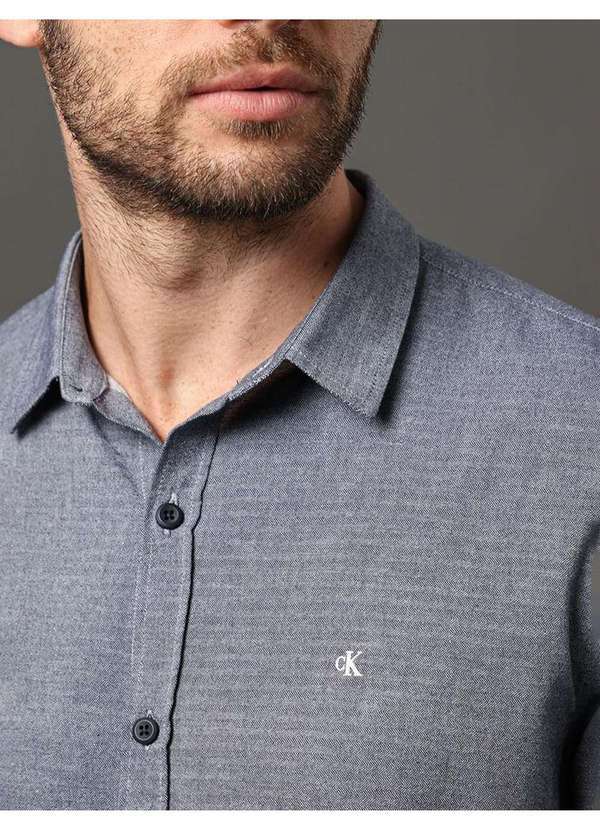Calvin Klein Jeans - Camisa Masculina Slim Chevron Calvin Klein Jeans - Marinho Azul